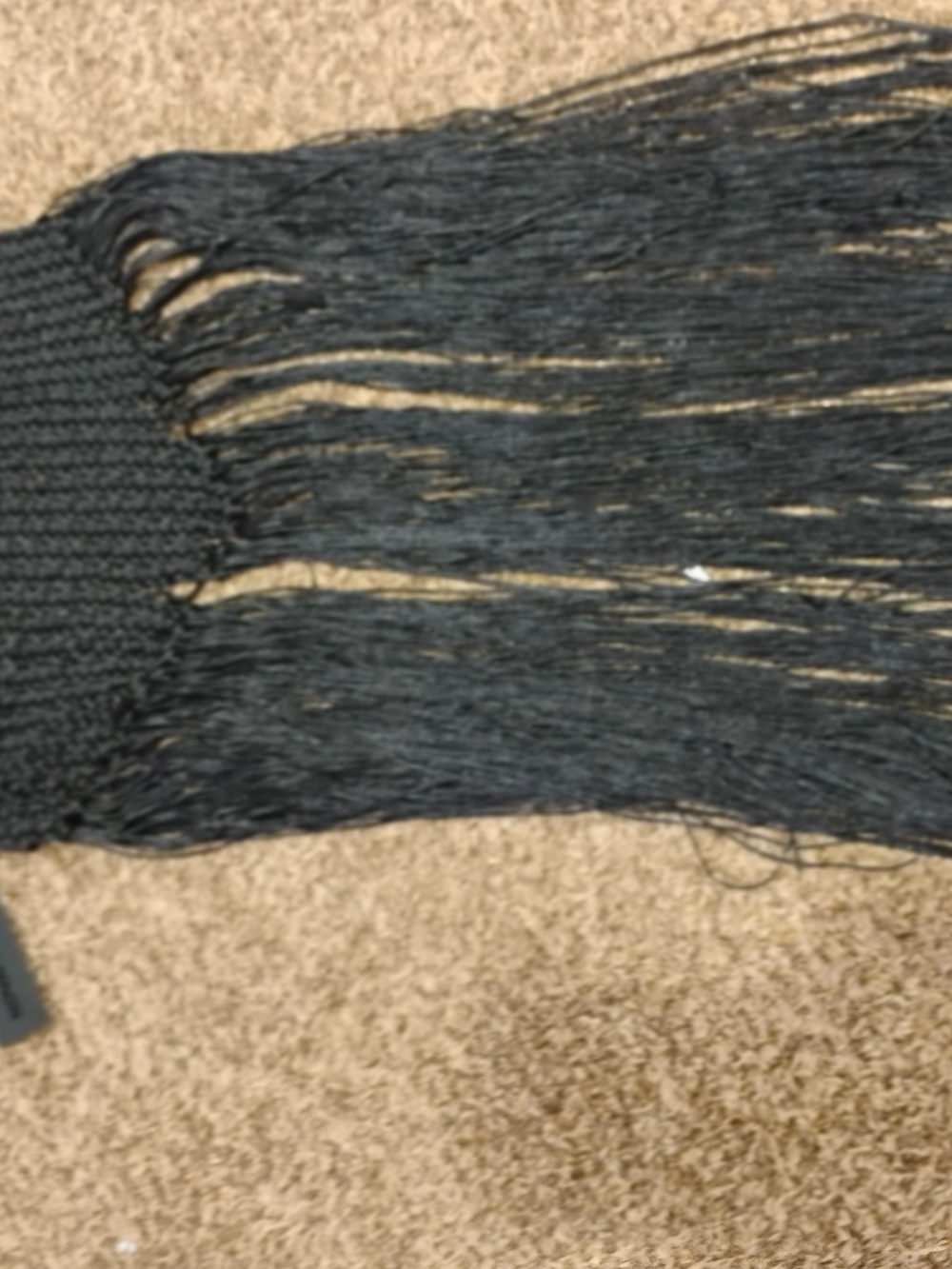 Black Fringed Knit Scarf